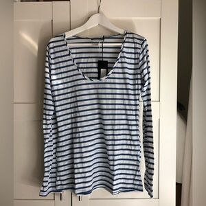 Nili Lotan Nautical Stripe Long Sleeve T Shirt, Size Large